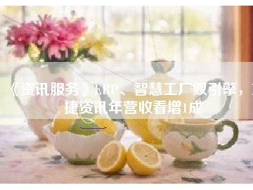 《資訊服務》ERP、智慧工廠雙引擎，東捷資訊年營收看增1成