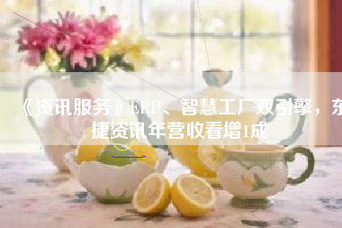 《資訊服務(wù)》ERP、智慧工廠雙引擎，東捷資訊年營收看增1成
