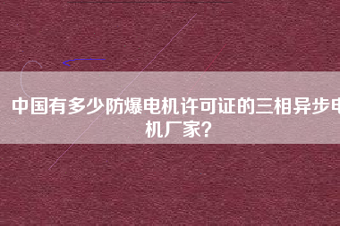 中國有多少防爆電機許可證的三相異步電機廠家？